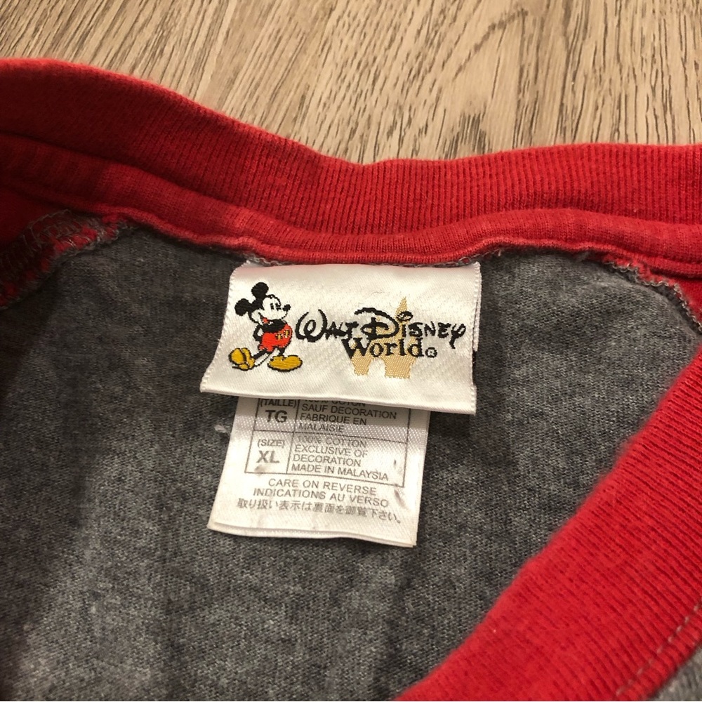 Vtg Y2K Walt Disney World Parks Shirt Raglan Baseball Mickey Mouse Men’s‎ XL Red - Picture 4 of 4